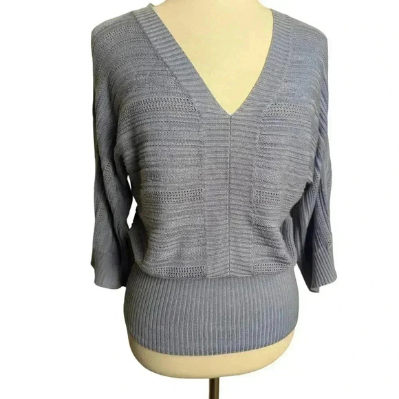 The Limited Small Light Periwinkle Blue Dolman V-neck Loose Knit Sweater - Picture 2 of 7